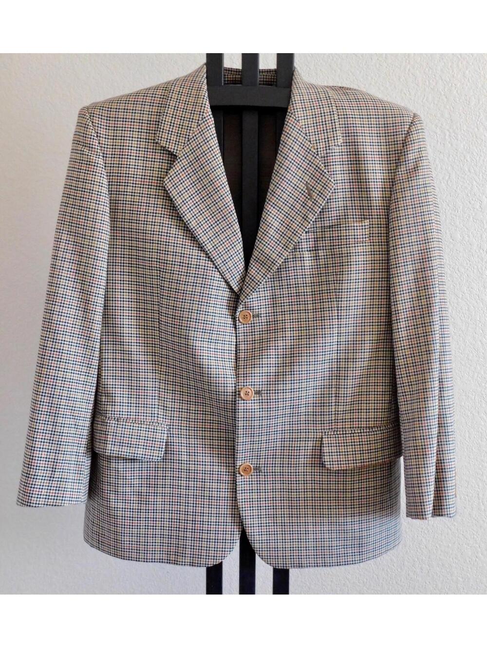 Rodrigo Style Italian Design Men's Wool Sport Coat Blazer Check 46R